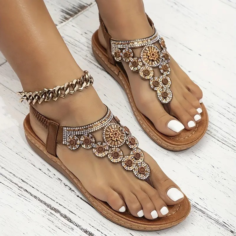 Floral Embellished Flat Sandals