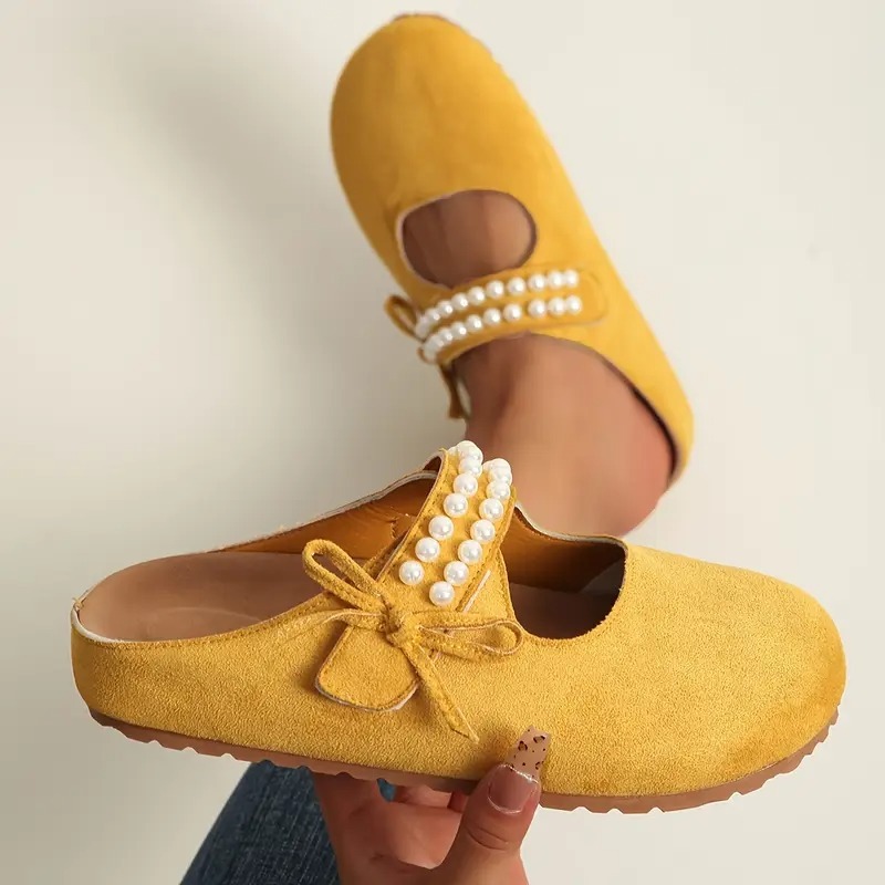 Women's Pearl Bow Mary Jane Flats