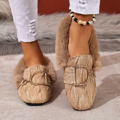 Women's Elegant Moccasin Plush Slippers