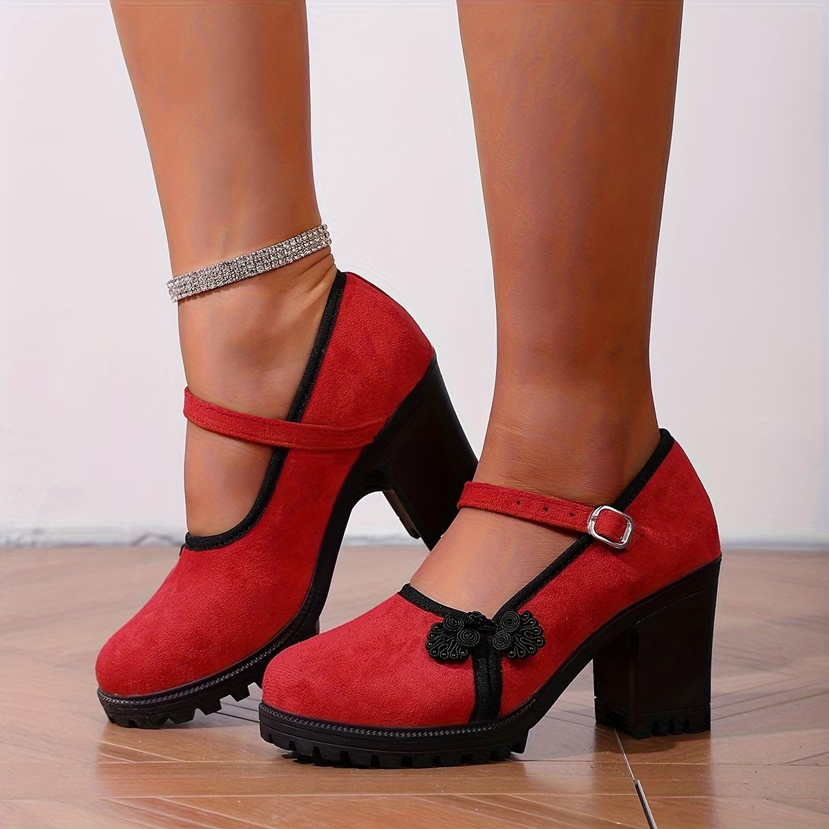 Women's Vintage Chunky Heel Flat Shoes