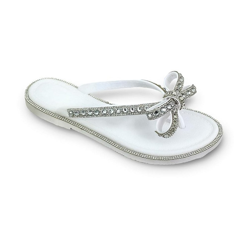 Women's Crystal Glamour Bow Flip-Flops