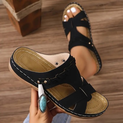 Women's Cut-out Wedge Slide Shoes
