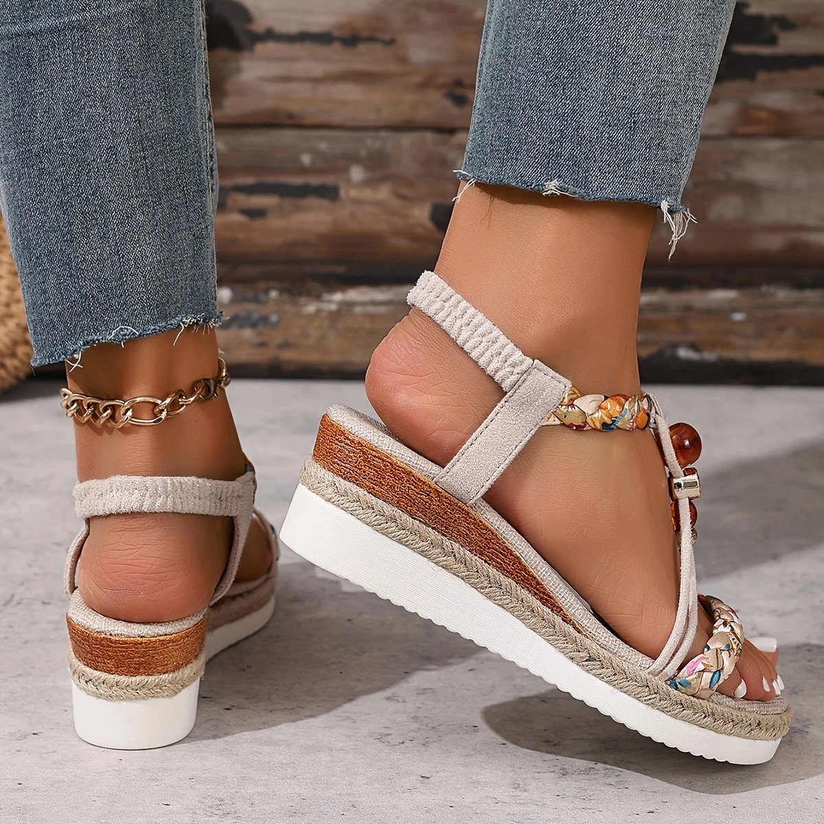 Bohemian Espadrille Wedge Sandals