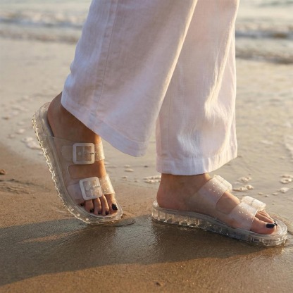 Women's Waterproof Double Buckle Slides