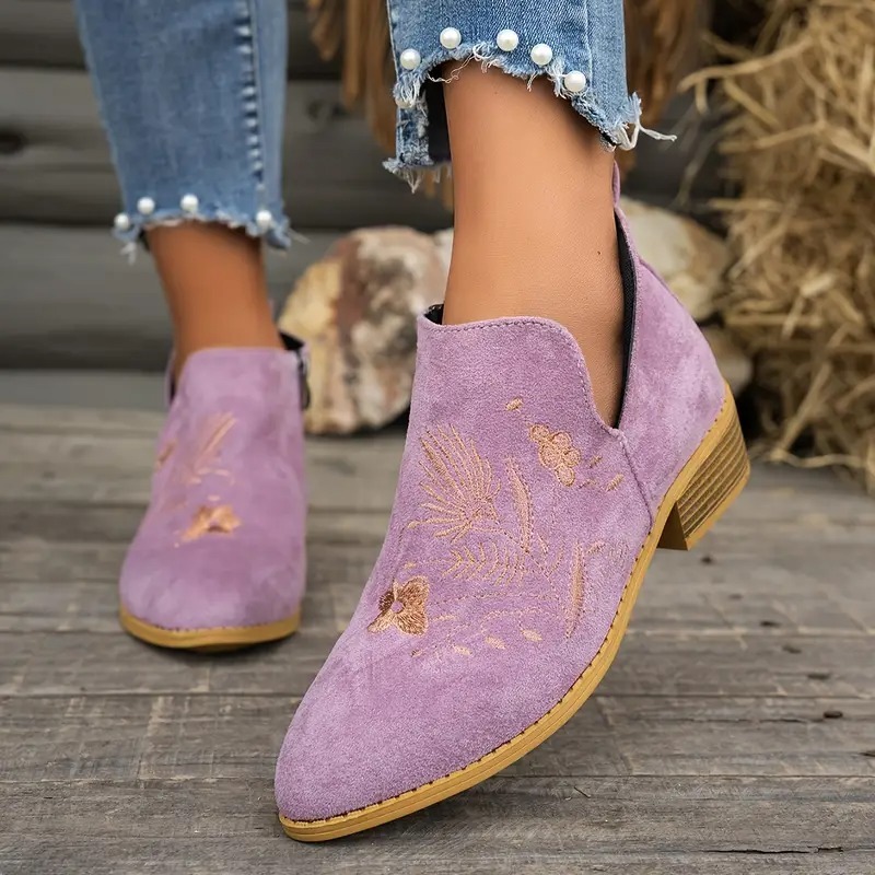 Women's Elegant Floral Ankle Boots