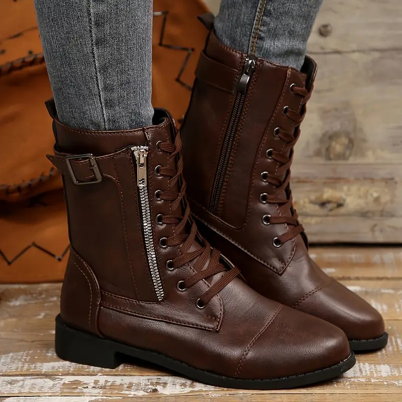 Women's Retro Chunky Sole Mid-Calf Boots