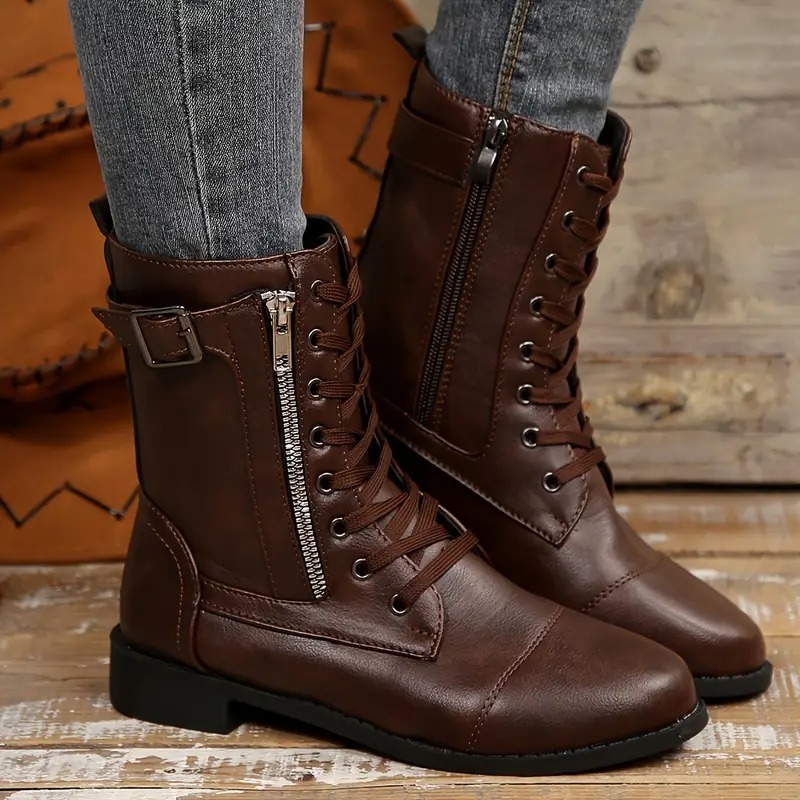 Women's Retro Chunky Sole Mid-Calf Boots