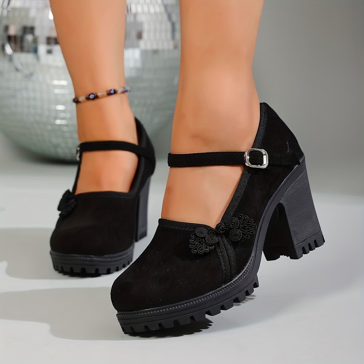 Women's Vintage Chunky Heel Flat Shoes