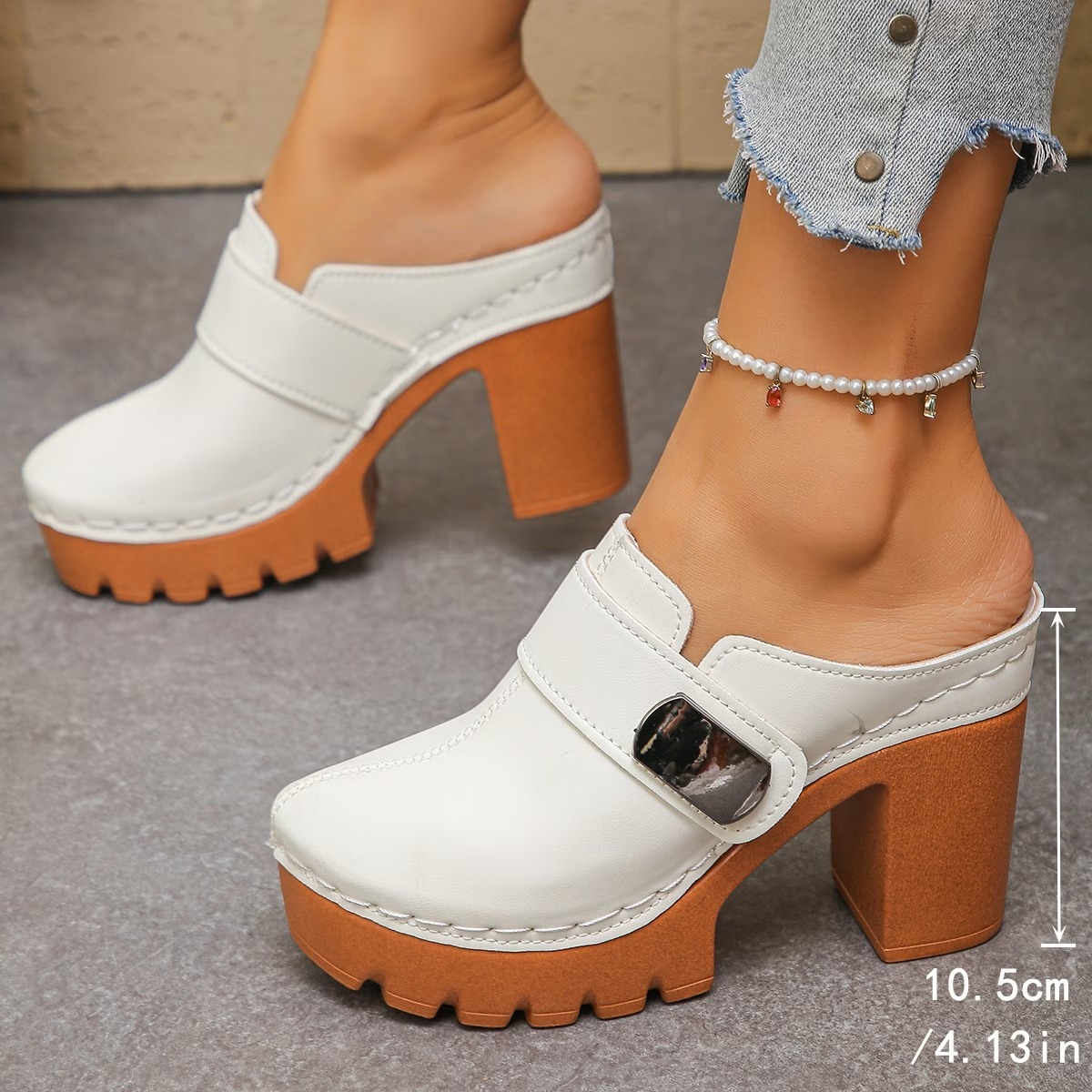 Women's Versatile Slip-On Heeled Sandals