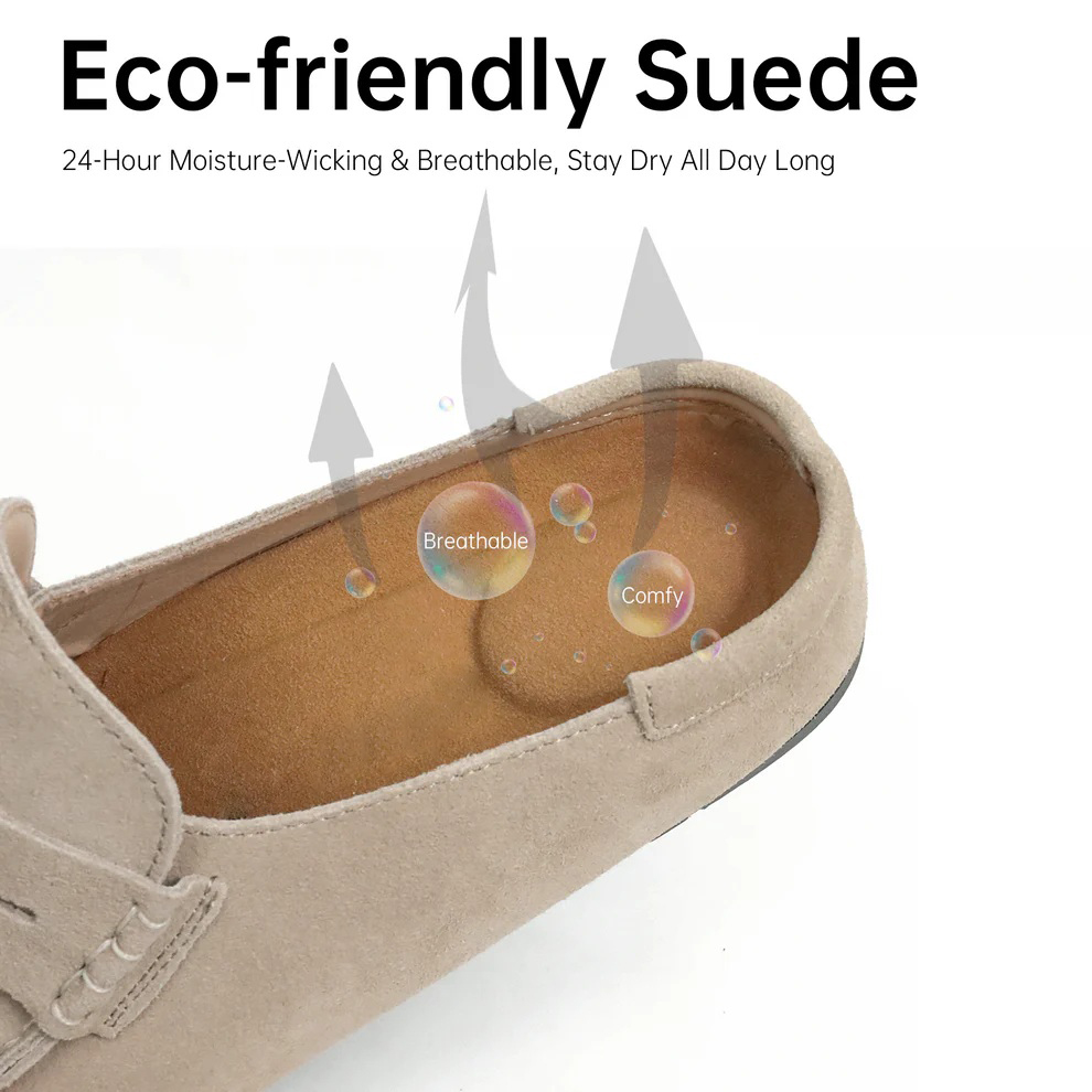 Genuine Suede Loafer Mules
