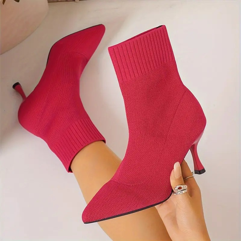 Elegant Solid Color Fabric Ankle Booties