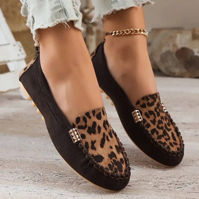 Women's Leopard Print Patchwork Loafers