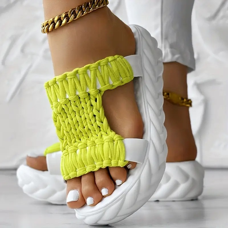 Women's Solid Color Braided Sandals