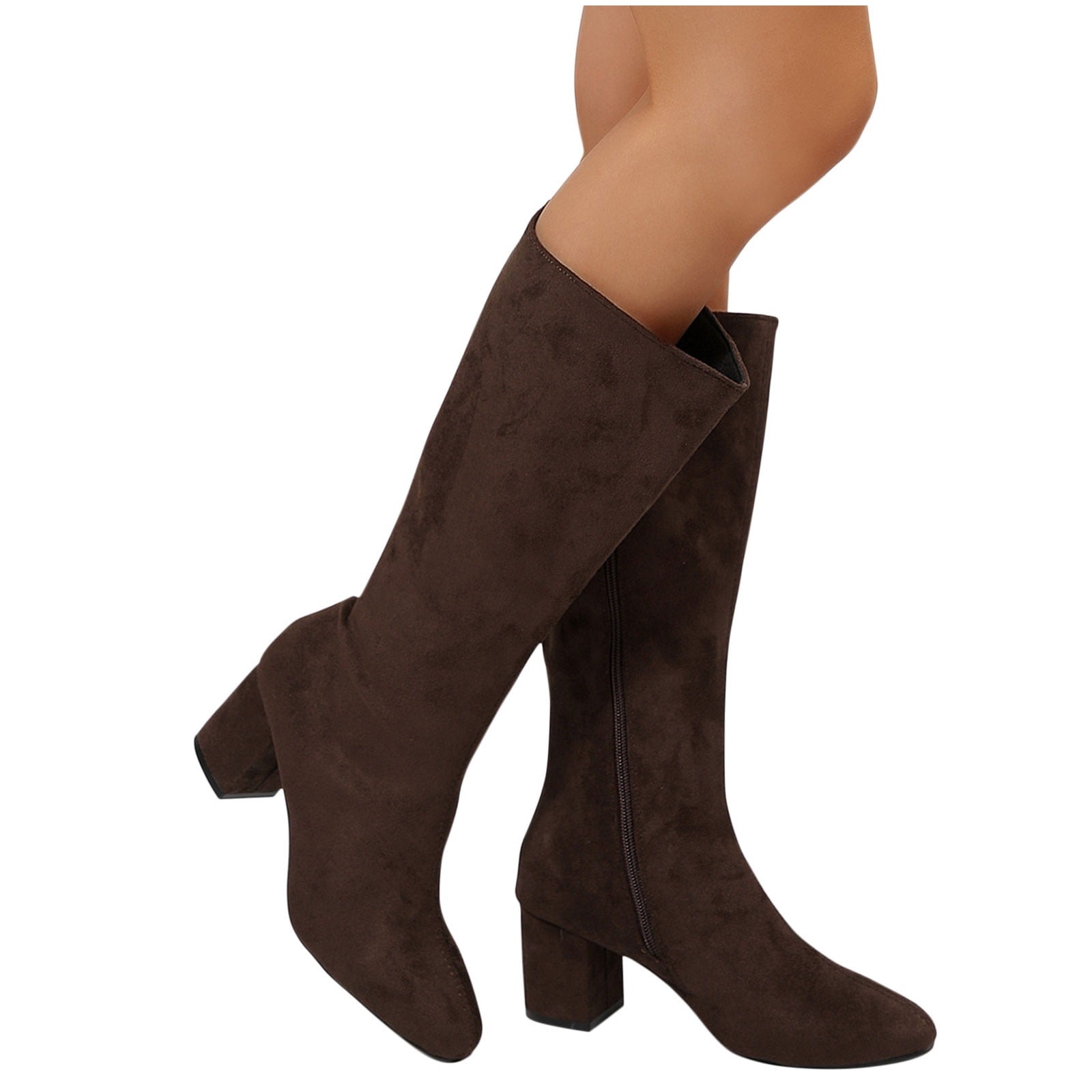 Women's Solid Color Round Toe Boots