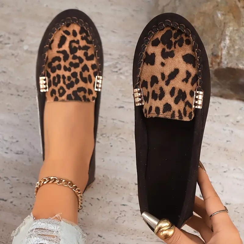 Women's Leopard Print Patchwork Loafers