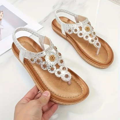 Floral Embellished Flat Sandals