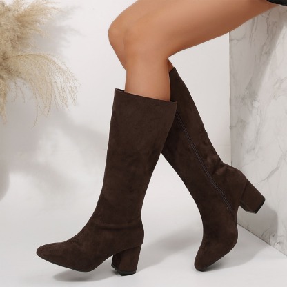 Women's Solid Color Round Toe Boots