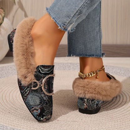Women's Elegant Moccasin Plush Slippers