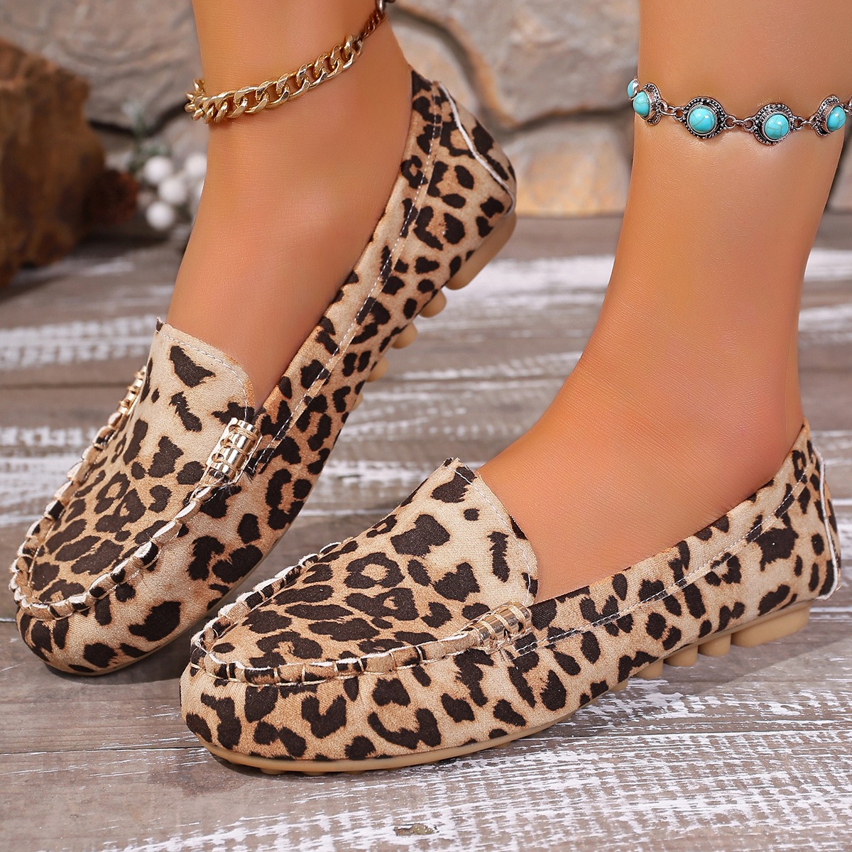 Women's Leopard Print Patchwork Loafers