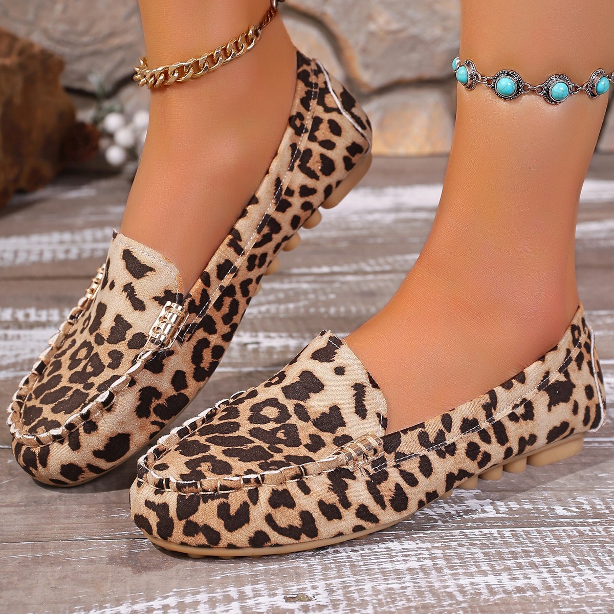Women's Leopard Print Patchwork Loafers