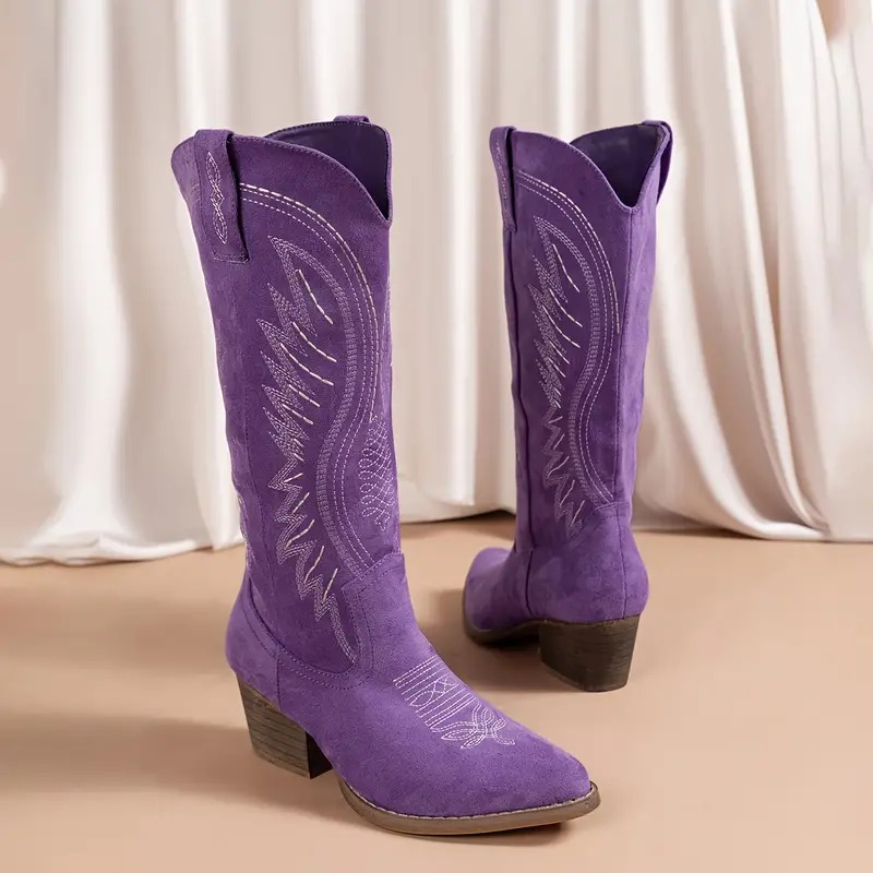 Womens Chunky Heel Cowboy Boots