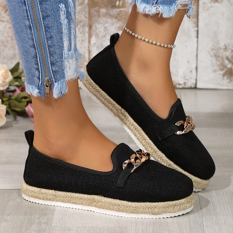 Chain Pattern Thick Sole Loafers
