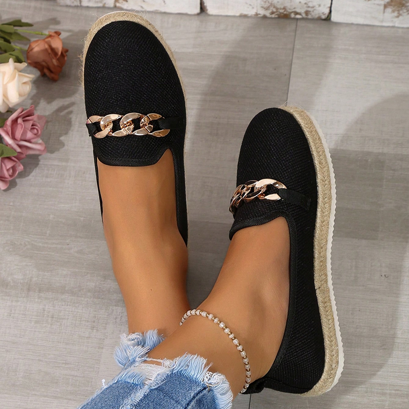 Chain Pattern Thick Sole Loafers