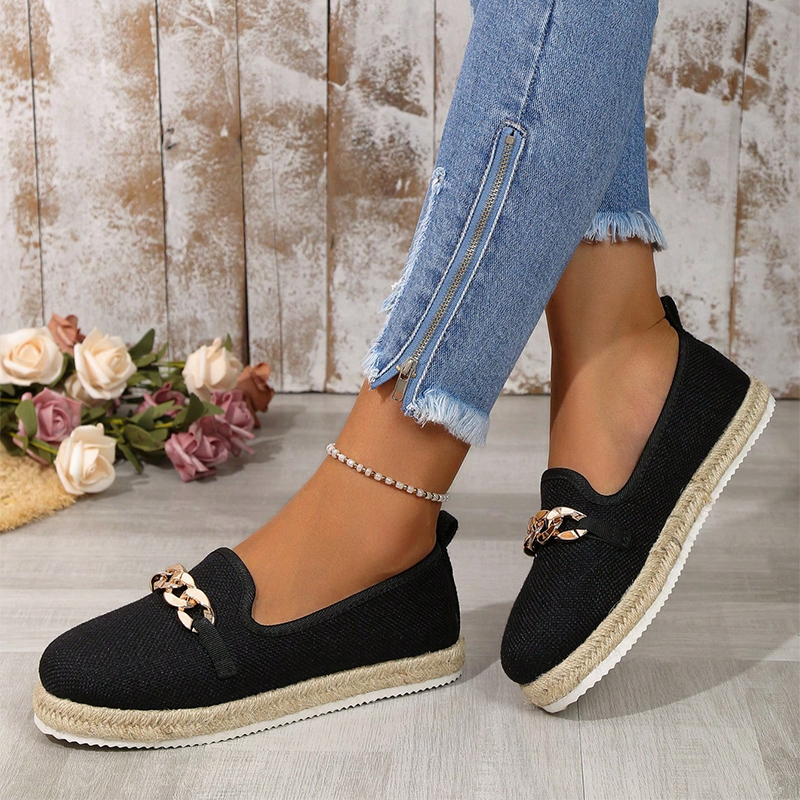 Chain Pattern Thick Sole Loafers