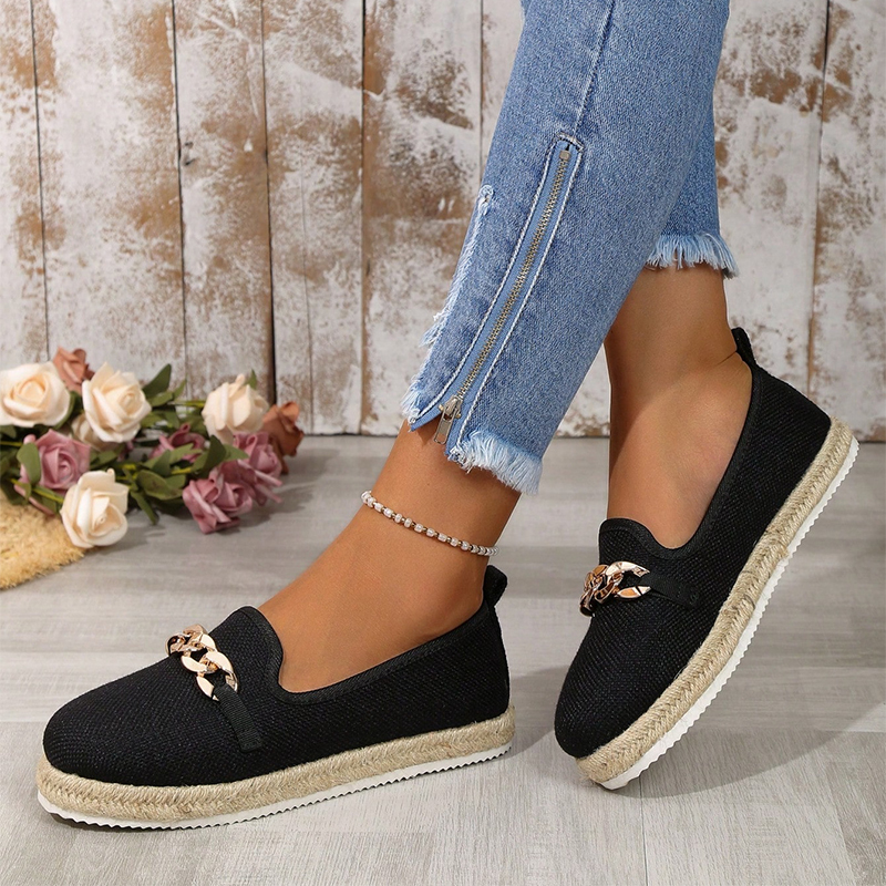 Chain Pattern Thick Sole Loafers