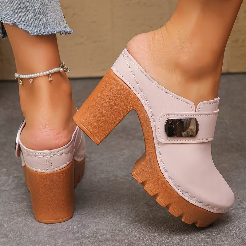 Women's Versatile Slip-On Heeled Sandals