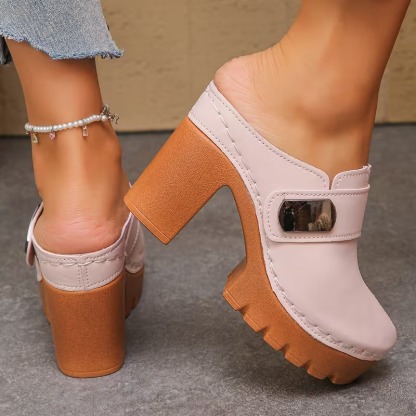 Women's Versatile Slip-On Heeled Sandals