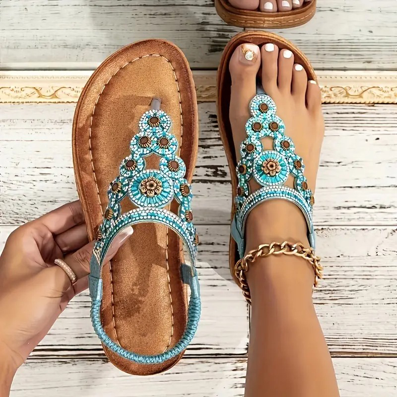 Floral Embellished Flat Sandals
