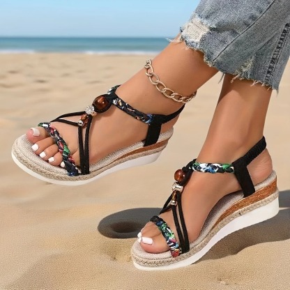Bohemian Espadrille Wedge Sandals
