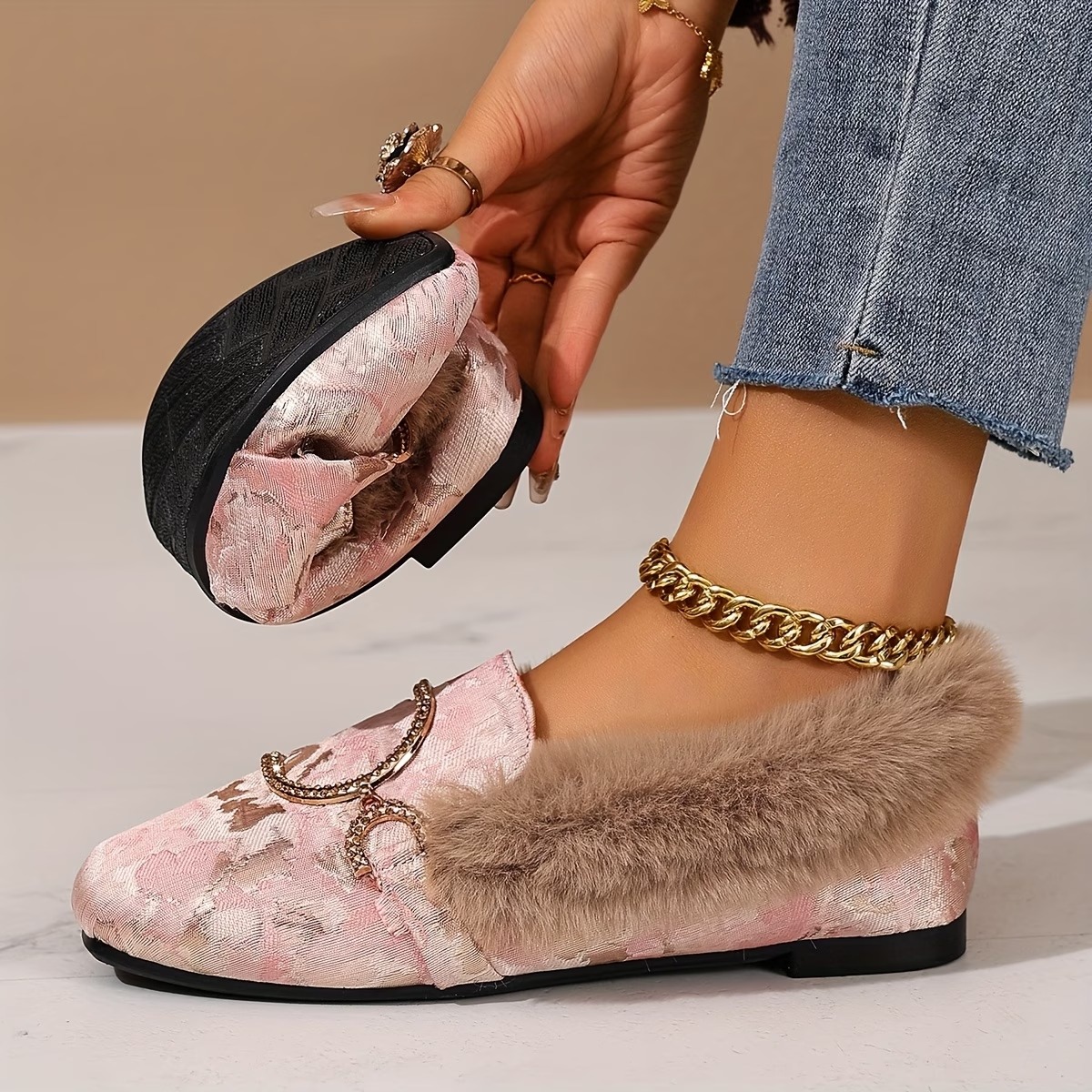 Women's Elegant Moccasin Plush Slippers