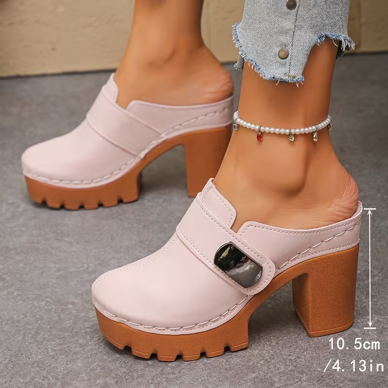 Women's Versatile Slip-On Heeled Sandals