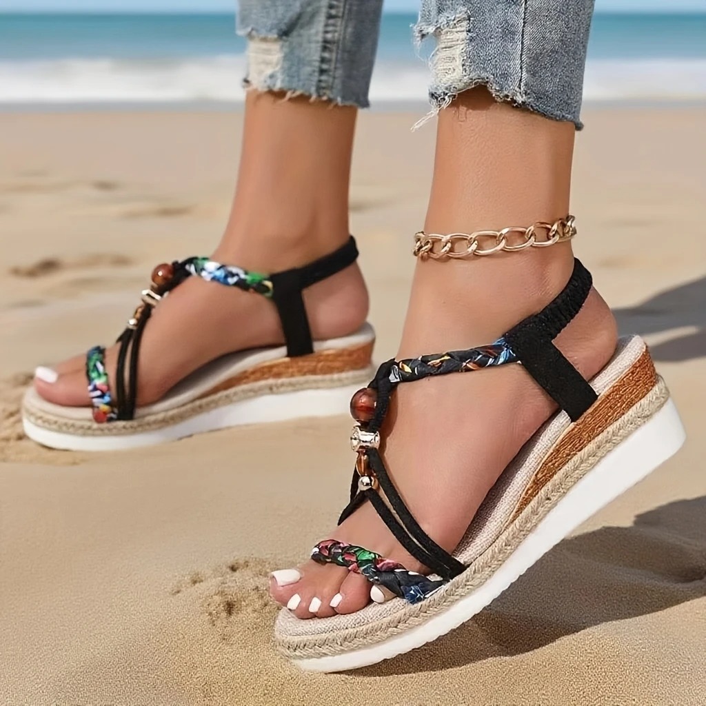 Bohemian Espadrille Wedge Sandals