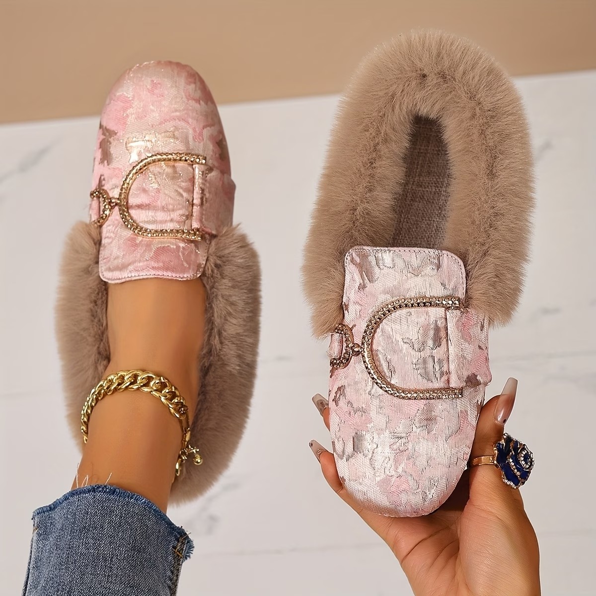 Women's Elegant Moccasin Plush Slippers