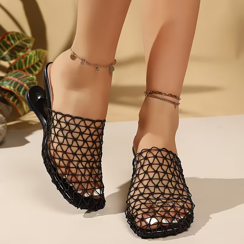 Women's Woven Mesh Upper Heel Slides