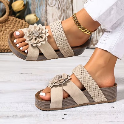 Women's Cross Strap Floral Sandals