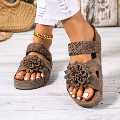 Women's Cross Strap Floral Sandals