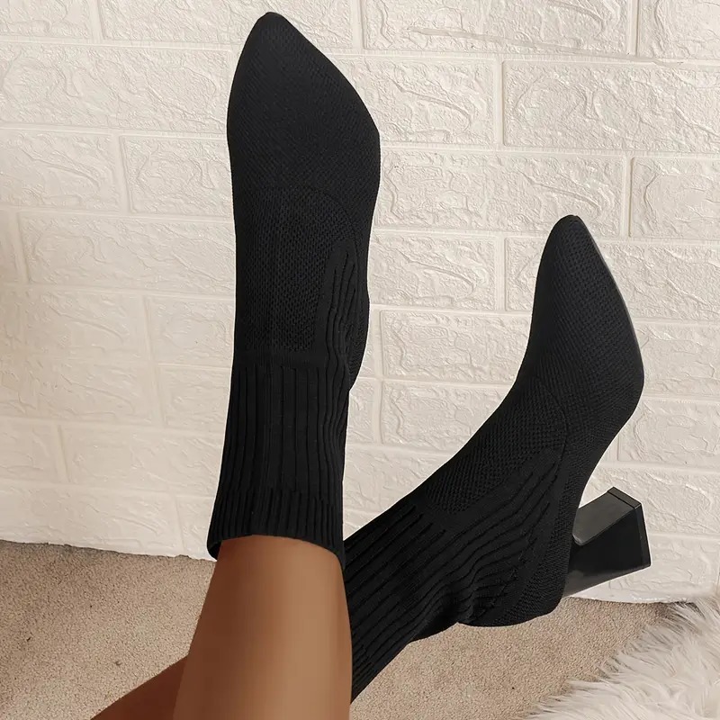 Womens High Heel Chunky Chelsea Boots