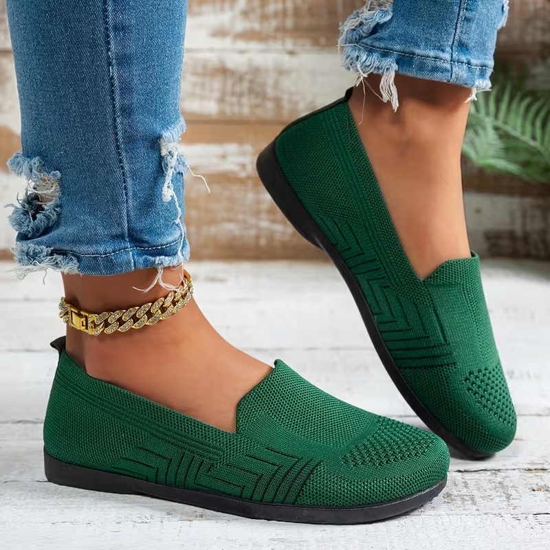 Women's Striped Mesh Flats