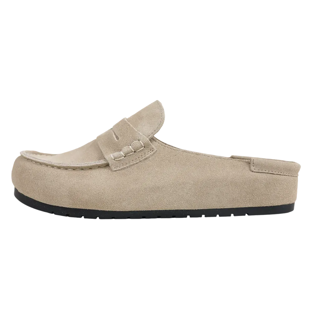 Genuine Suede Loafer Mules