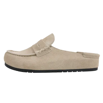 Genuine Suede Loafer Mules