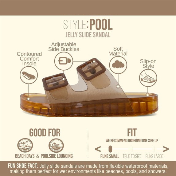 Women's Waterproof Double Buckle Slides