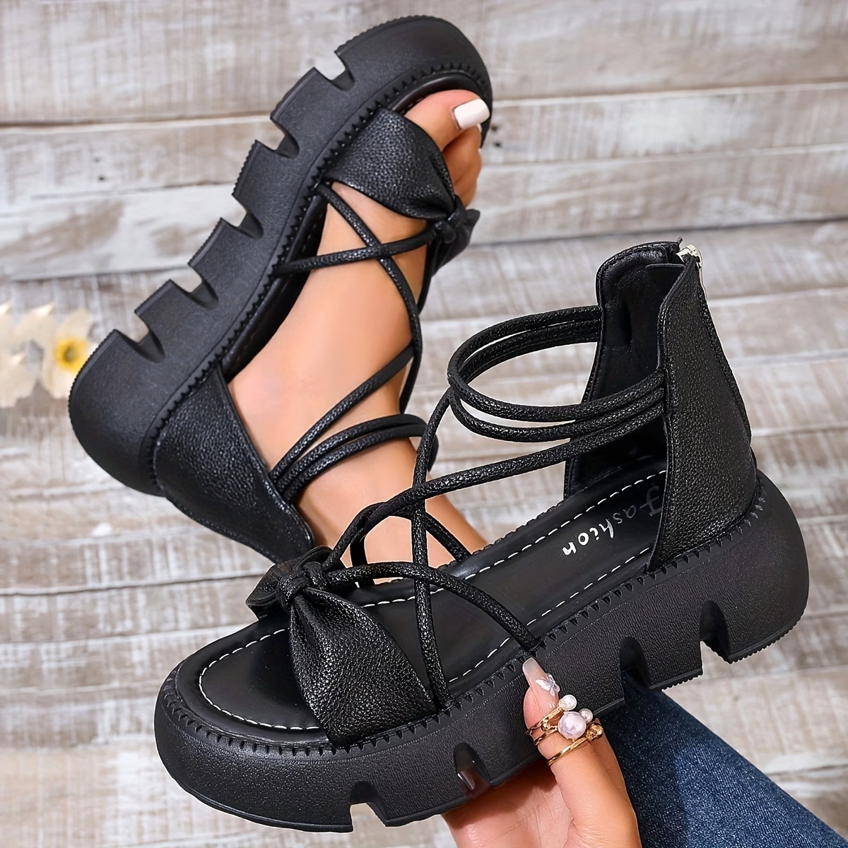 Women's Back Zipper Mid-Heel Flats