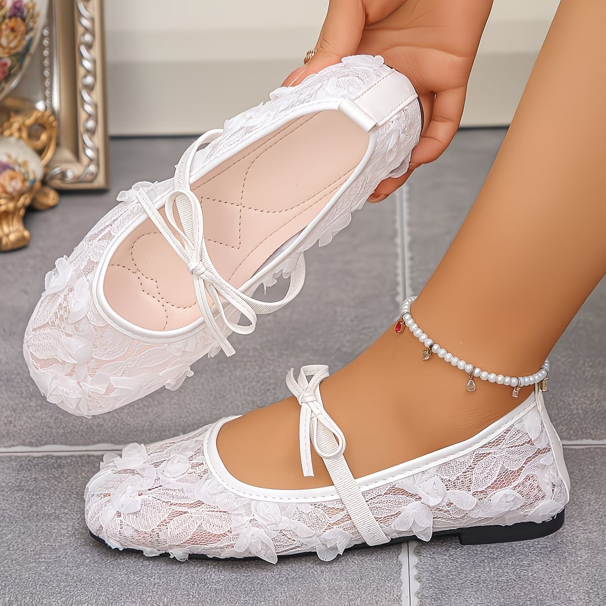 Women's Lace Mary Jane Flats