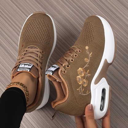 Women'S Embroidered Wedge Sneakers