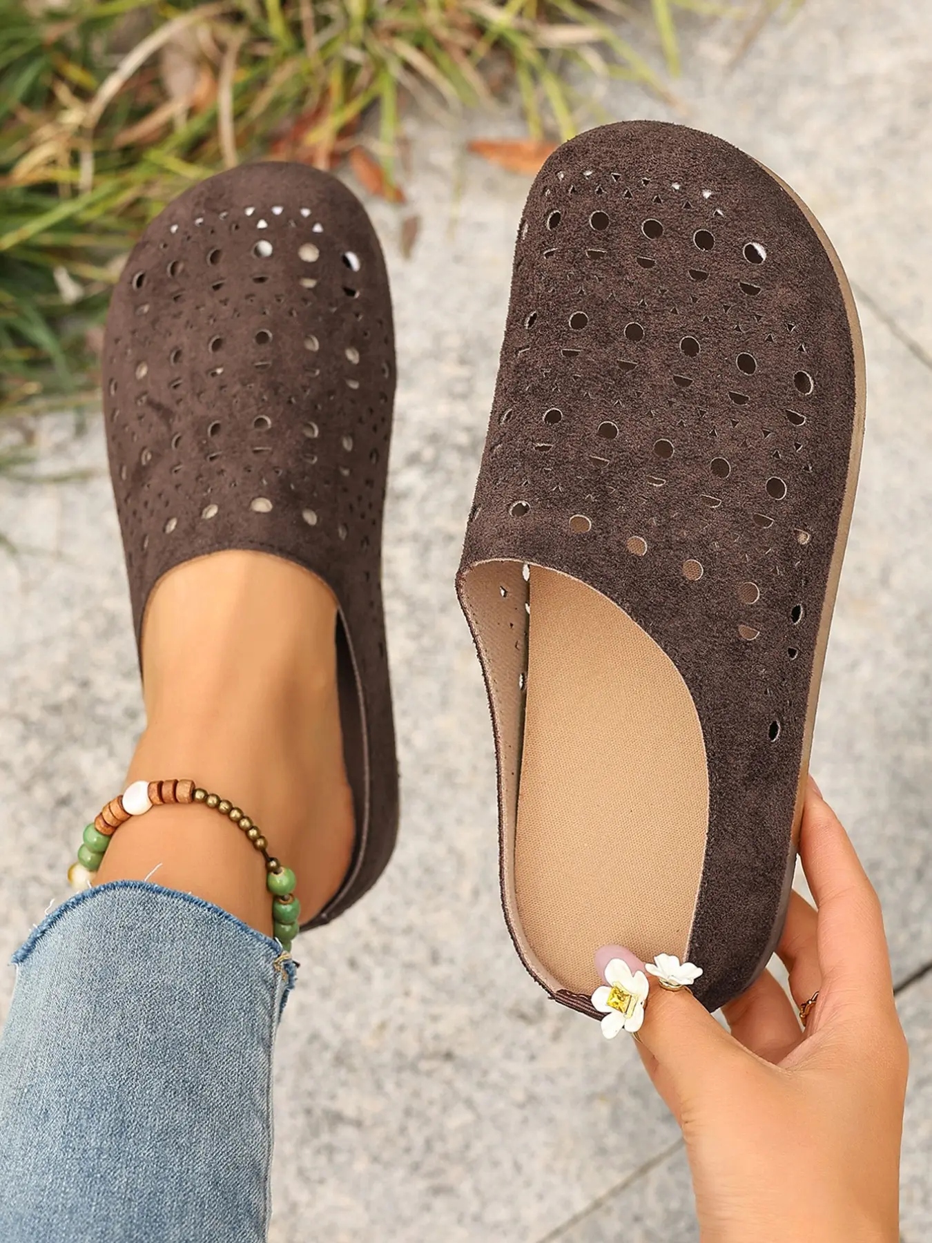 Women's Faux Fur Holes Sandals