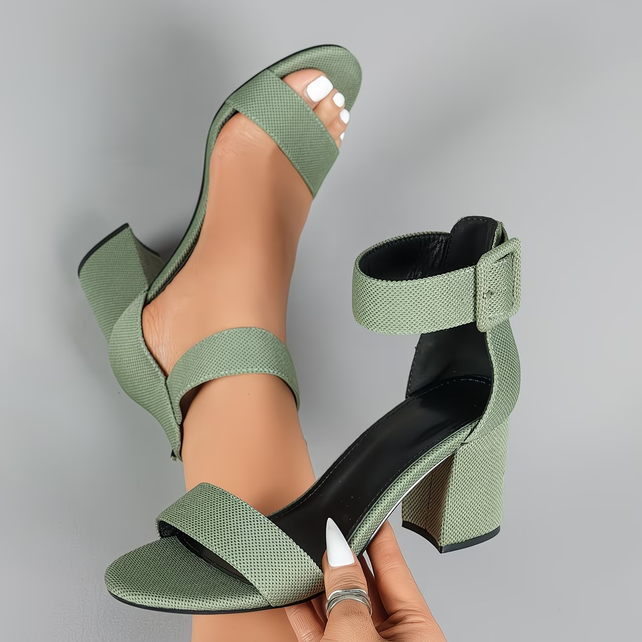 Women's Adjustable Ankle Strap Chunky Heels